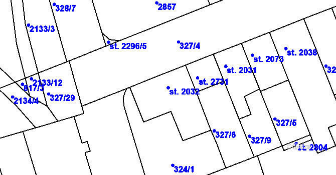 Parcela st. 2032 v KÚ Písek, Katastrální mapa