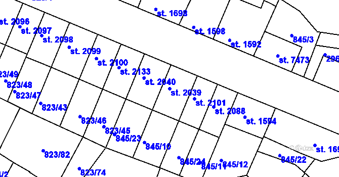 Parcela st. 2039 v KÚ Písek, Katastrální mapa