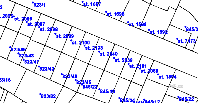 Parcela st. 2040 v KÚ Písek, Katastrální mapa