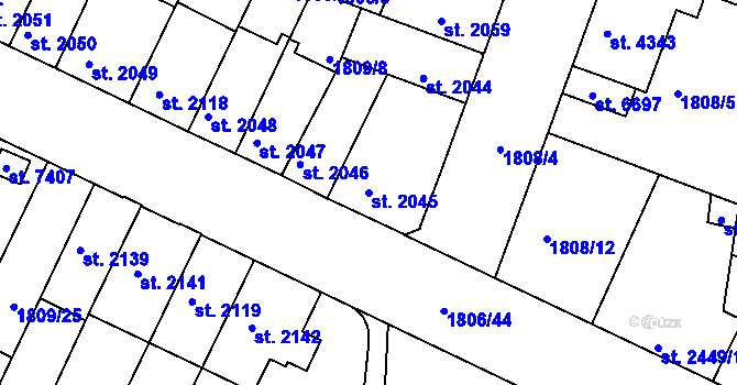 Parcela st. 2045 v KÚ Písek, Katastrální mapa
