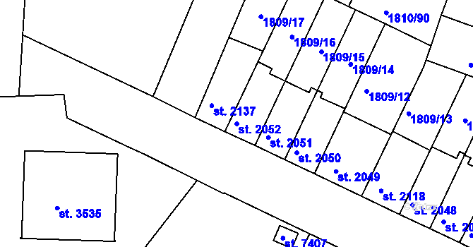 Parcela st. 2052 v KÚ Písek, Katastrální mapa