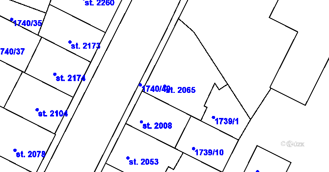Parcela st. 2065 v KÚ Písek, Katastrální mapa