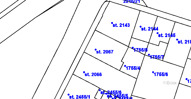 Parcela st. 2067 v KÚ Písek, Katastrální mapa