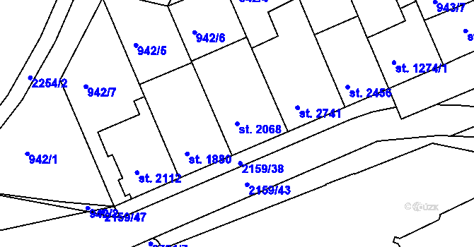 Parcela st. 2068 v KÚ Písek, Katastrální mapa