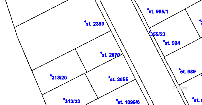 Parcela st. 2070 v KÚ Písek, Katastrální mapa