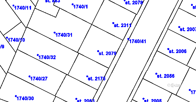 Parcela st. 2079 v KÚ Písek, Katastrální mapa