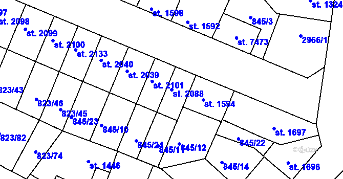 Parcela st. 2088 v KÚ Písek, Katastrální mapa