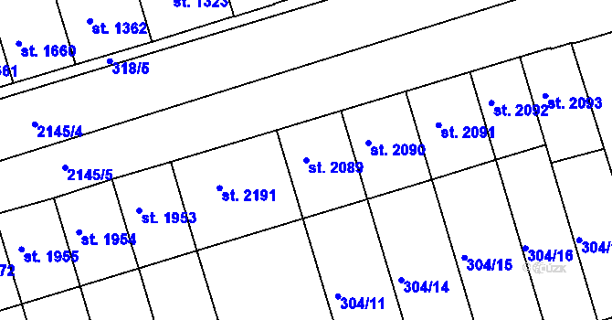Parcela st. 2089 v KÚ Písek, Katastrální mapa