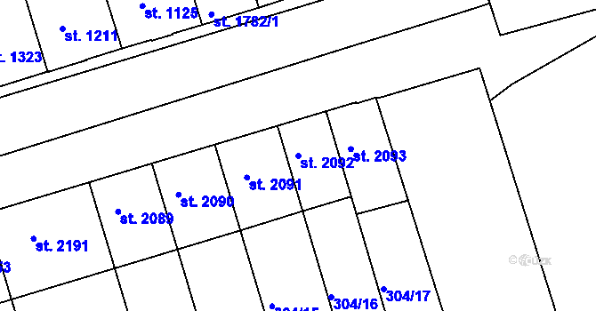 Parcela st. 2092 v KÚ Písek, Katastrální mapa