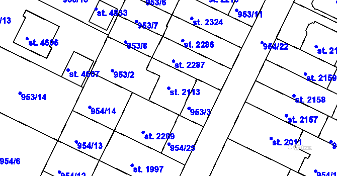 Parcela st. 2113 v KÚ Písek, Katastrální mapa