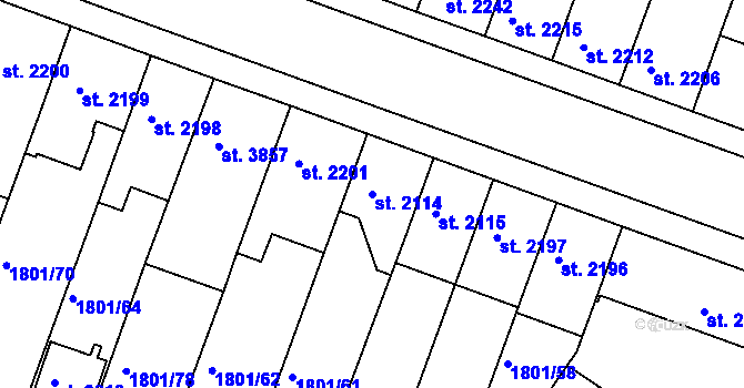 Parcela st. 2114 v KÚ Písek, Katastrální mapa