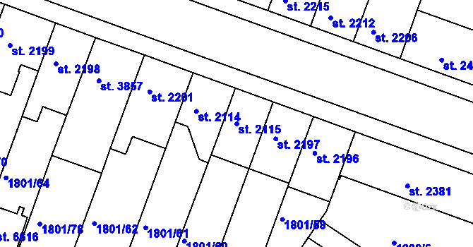 Parcela st. 2115 v KÚ Písek, Katastrální mapa