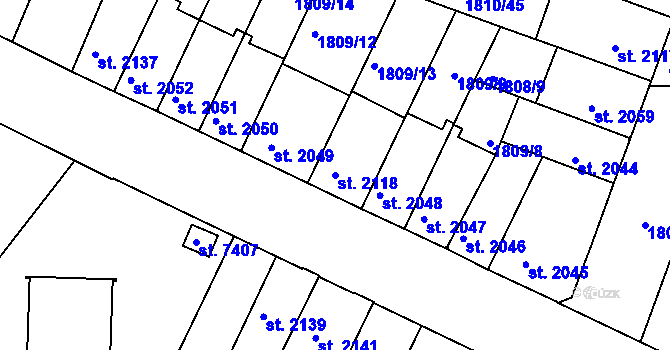 Parcela st. 2118 v KÚ Písek, Katastrální mapa