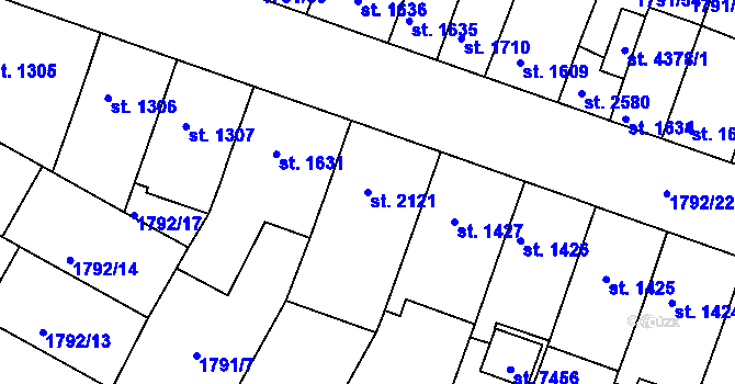 Parcela st. 2121 v KÚ Písek, Katastrální mapa
