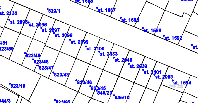 Parcela st. 2133 v KÚ Písek, Katastrální mapa