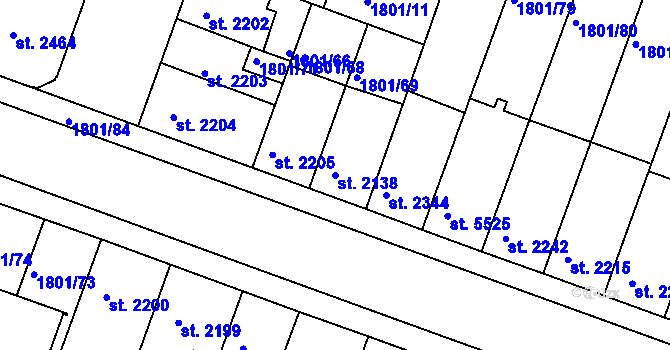 Parcela st. 2138 v KÚ Písek, Katastrální mapa