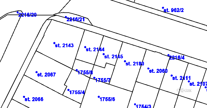 Parcela st. 2145 v KÚ Písek, Katastrální mapa