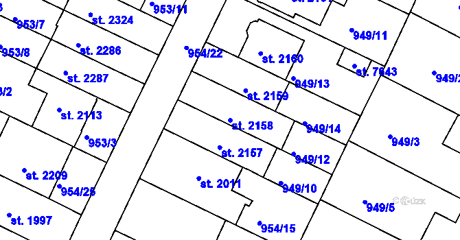 Parcela st. 2158 v KÚ Písek, Katastrální mapa