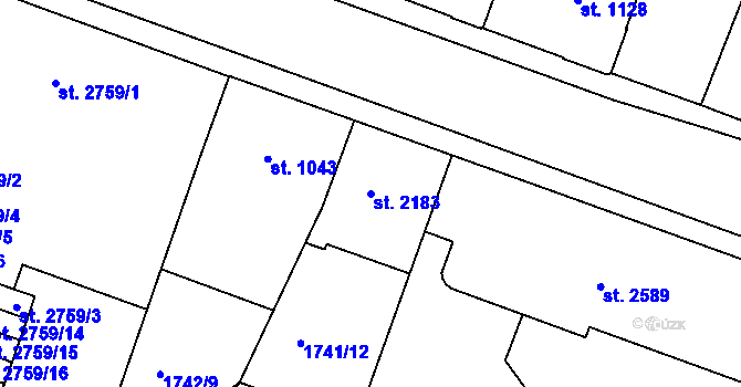 Parcela st. 2183 v KÚ Písek, Katastrální mapa