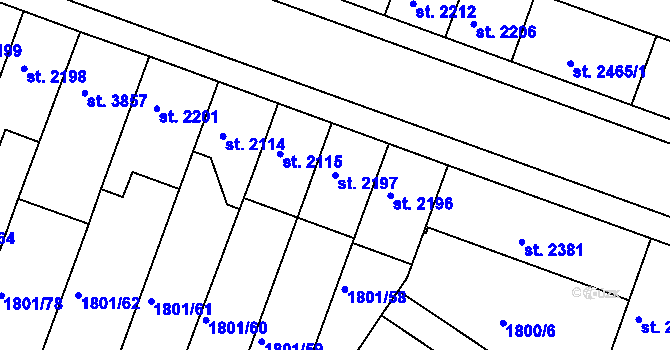 Parcela st. 2197 v KÚ Písek, Katastrální mapa