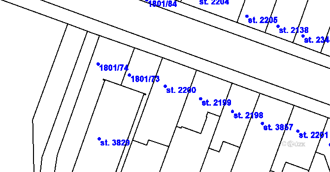 Parcela st. 2200 v KÚ Písek, Katastrální mapa