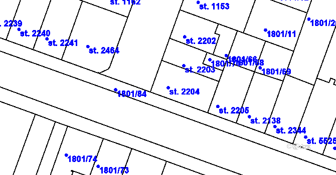 Parcela st. 2204 v KÚ Písek, Katastrální mapa