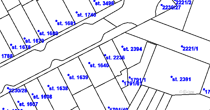 Parcela st. 2236 v KÚ Písek, Katastrální mapa