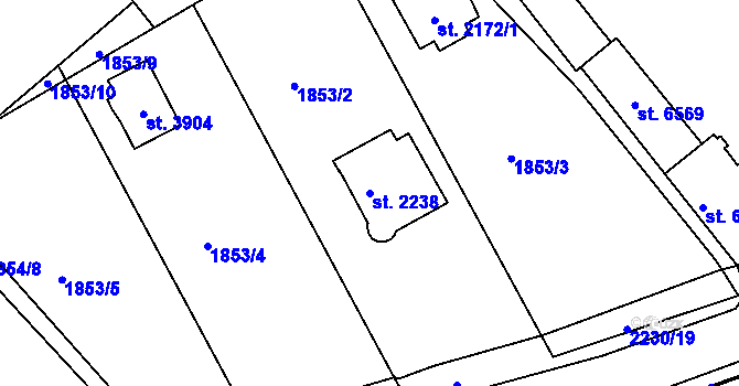 Parcela st. 2238 v KÚ Písek, Katastrální mapa