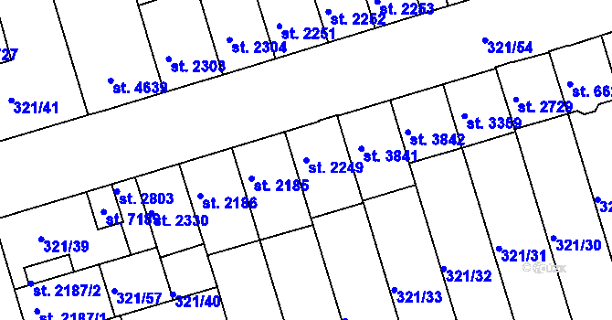 Parcela st. 2249 v KÚ Písek, Katastrální mapa