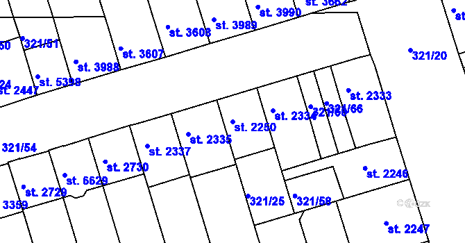 Parcela st. 2250 v KÚ Písek, Katastrální mapa