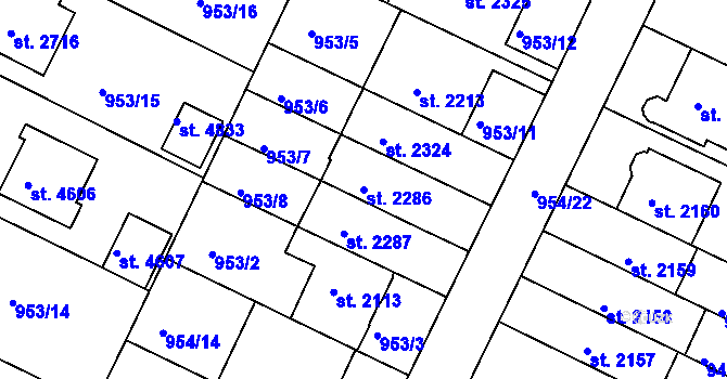 Parcela st. 2286 v KÚ Písek, Katastrální mapa