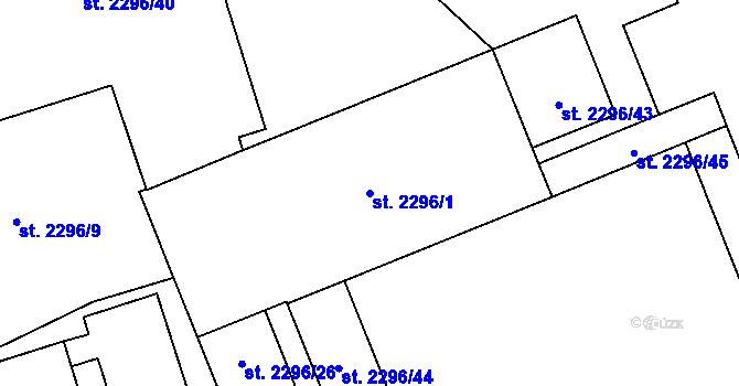 Parcela st. 2296/1 v KÚ Písek, Katastrální mapa