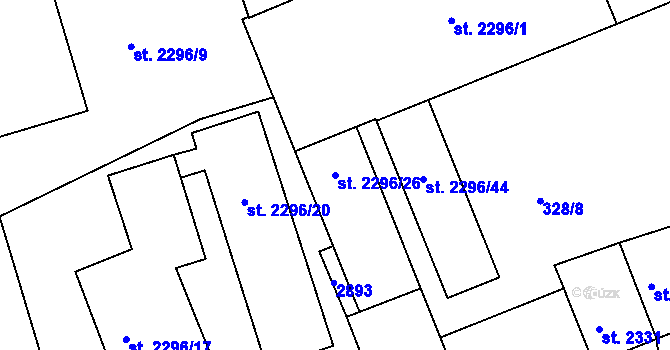 Parcela st. 2296/26 v KÚ Písek, Katastrální mapa