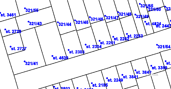 Parcela st. 2304 v KÚ Písek, Katastrální mapa