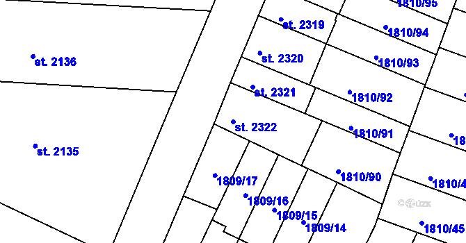 Parcela st. 2322 v KÚ Písek, Katastrální mapa