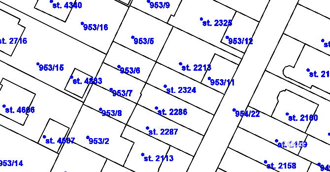 Parcela st. 2324 v KÚ Písek, Katastrální mapa