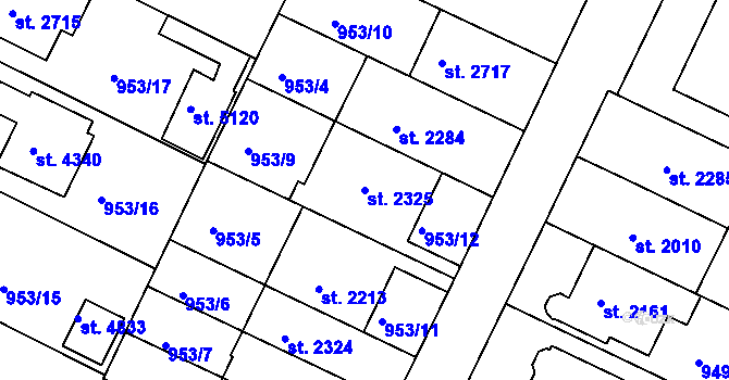 Parcela st. 2325 v KÚ Písek, Katastrální mapa