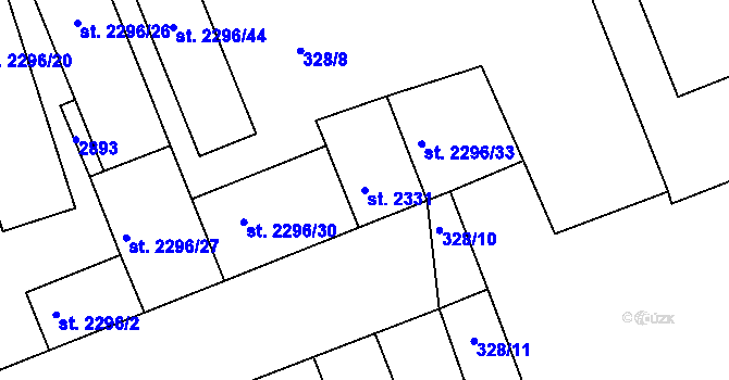 Parcela st. 2331 v KÚ Písek, Katastrální mapa