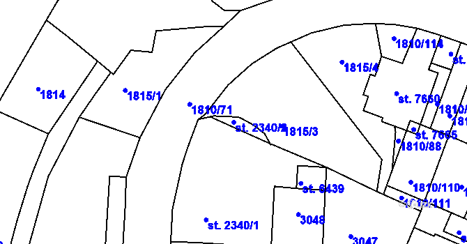 Parcela st. 2340/2 v KÚ Písek, Katastrální mapa