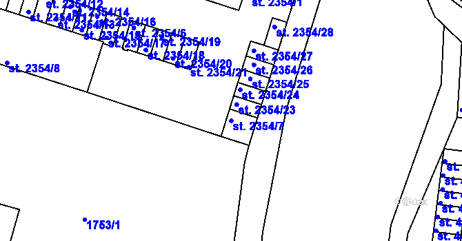 Parcela st. 2354/7 v KÚ Písek, Katastrální mapa