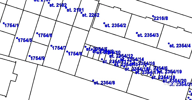 Parcela st. 2354/10 v KÚ Písek, Katastrální mapa