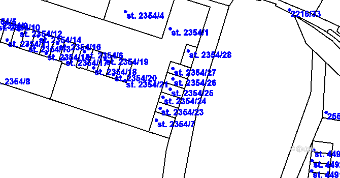 Parcela st. 2354/25 v KÚ Písek, Katastrální mapa