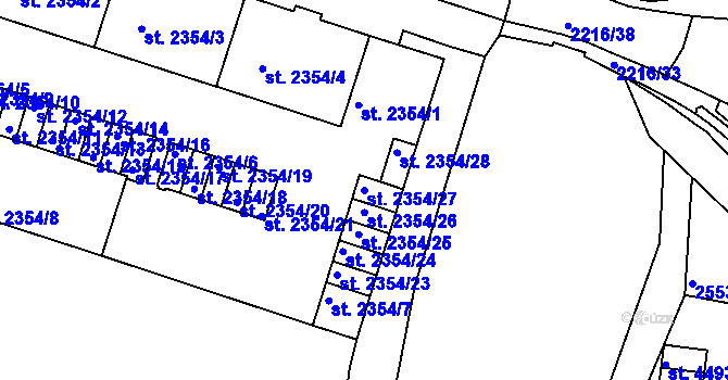 Parcela st. 2354/27 v KÚ Písek, Katastrální mapa