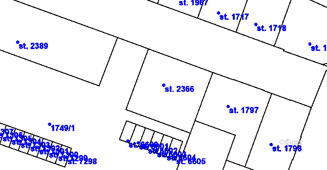 Parcela st. 2366 v KÚ Písek, Katastrální mapa