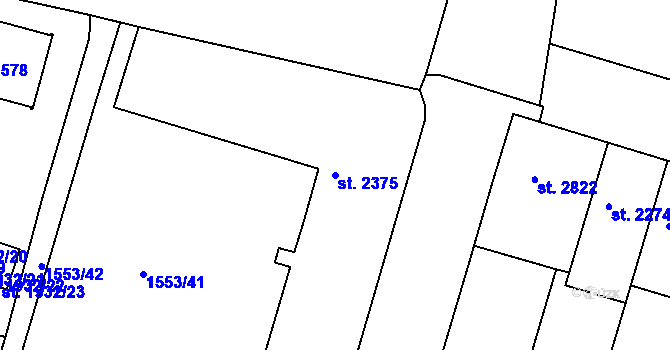 Parcela st. 2375 v KÚ Písek, Katastrální mapa