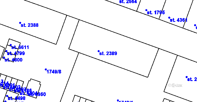 Parcela st. 2389 v KÚ Písek, Katastrální mapa