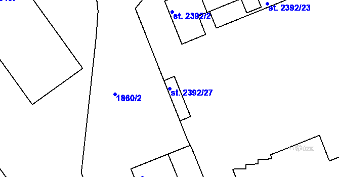 Parcela st. 2392/27 v KÚ Písek, Katastrální mapa