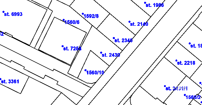 Parcela st. 2430 v KÚ Písek, Katastrální mapa