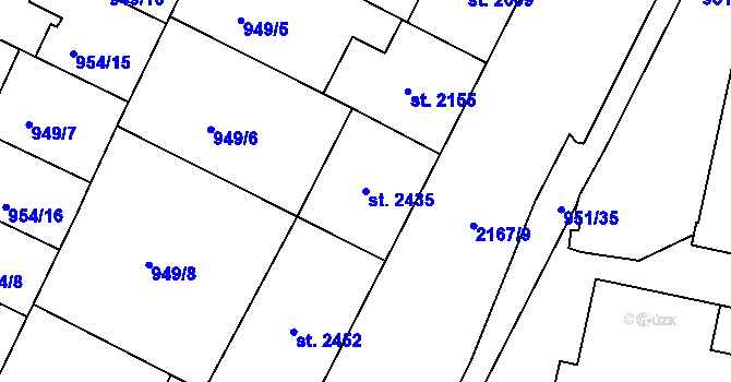 Parcela st. 2435 v KÚ Písek, Katastrální mapa
