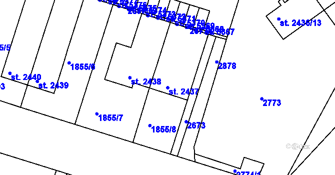 Parcela st. 2437 v KÚ Písek, Katastrální mapa
